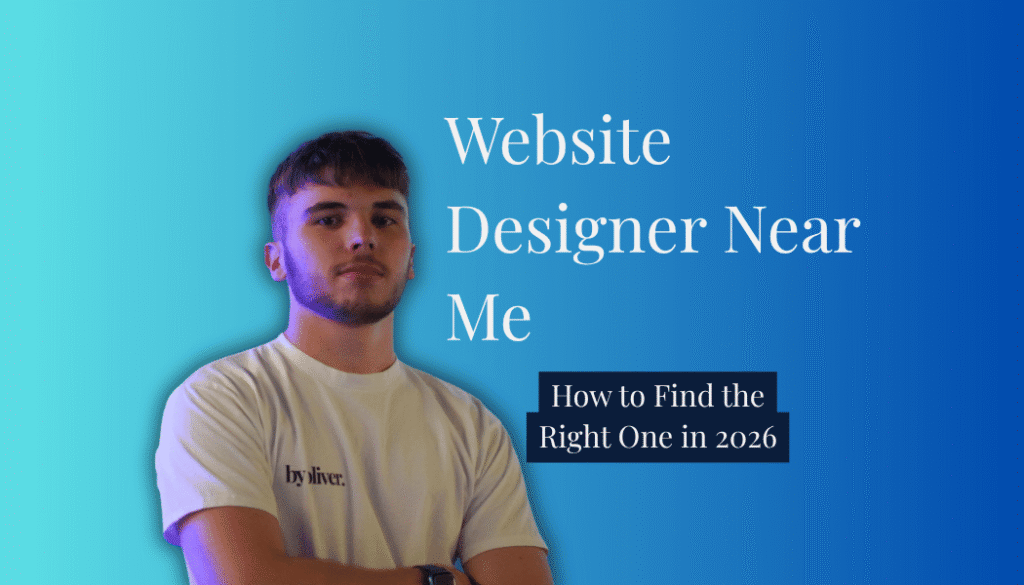 website designer near me text next to a picture of Oliver