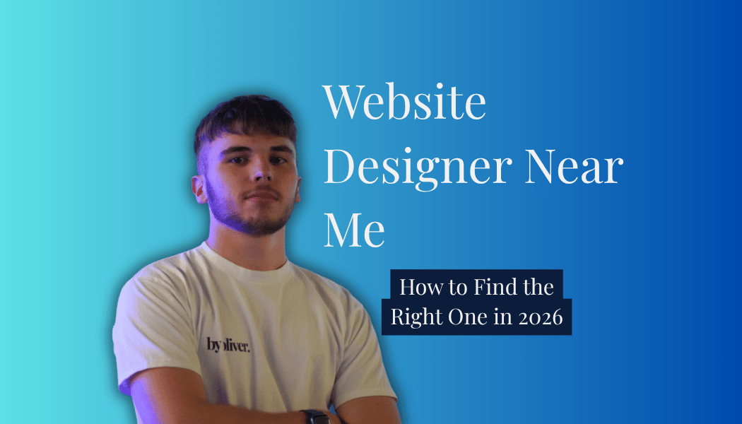 website designer near me text next to a picture of Oliver