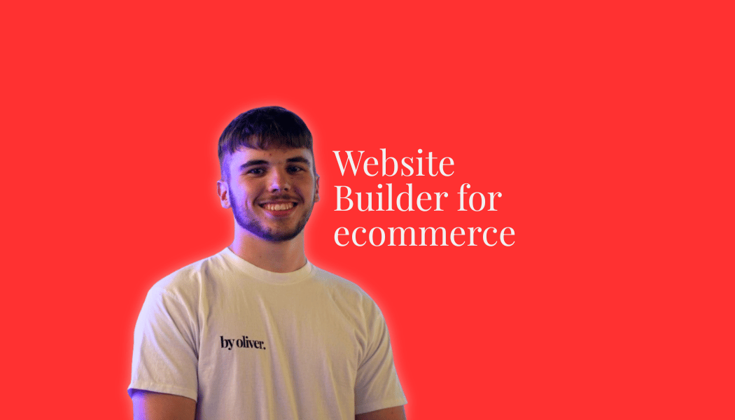 website builder for ecommerce text next to a picture of Oliver