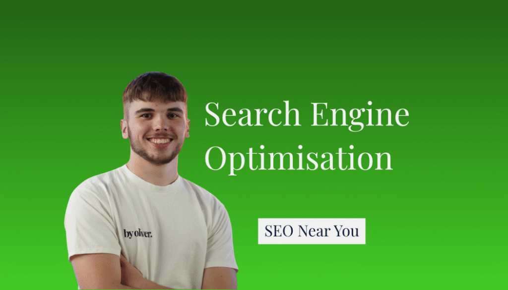 search engine optimization services near me text next to a picture of Oliver