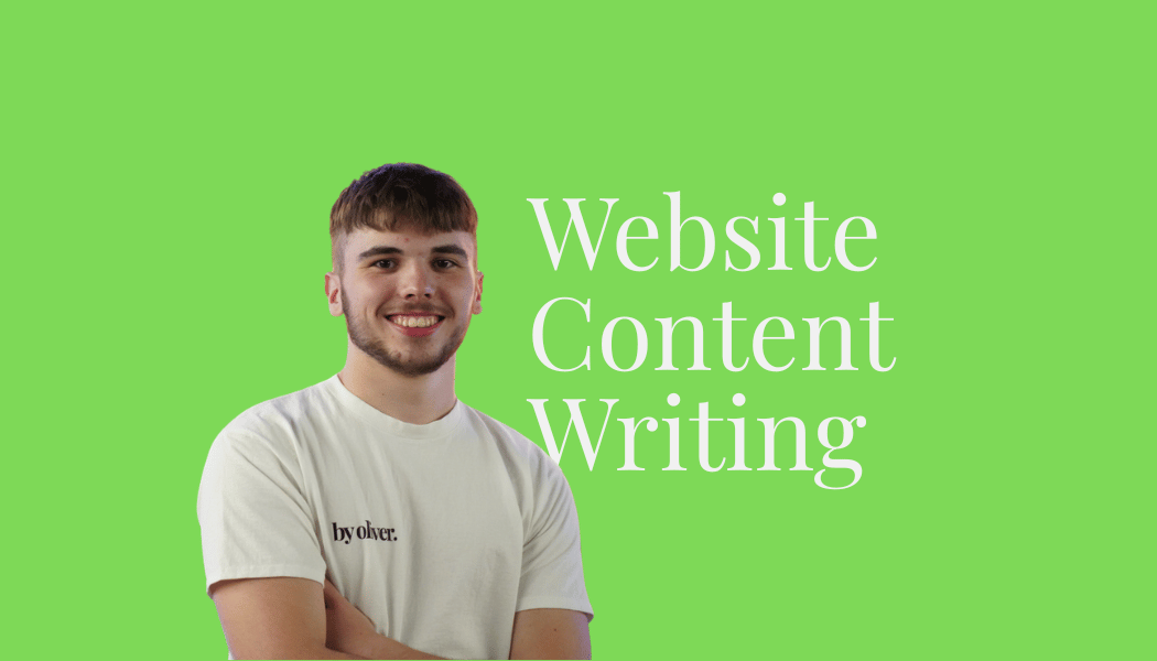 website content writing text next to a picture of Oliver