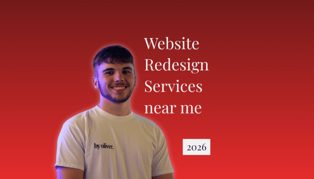 website redesign services near me text next to a picture of Oliver