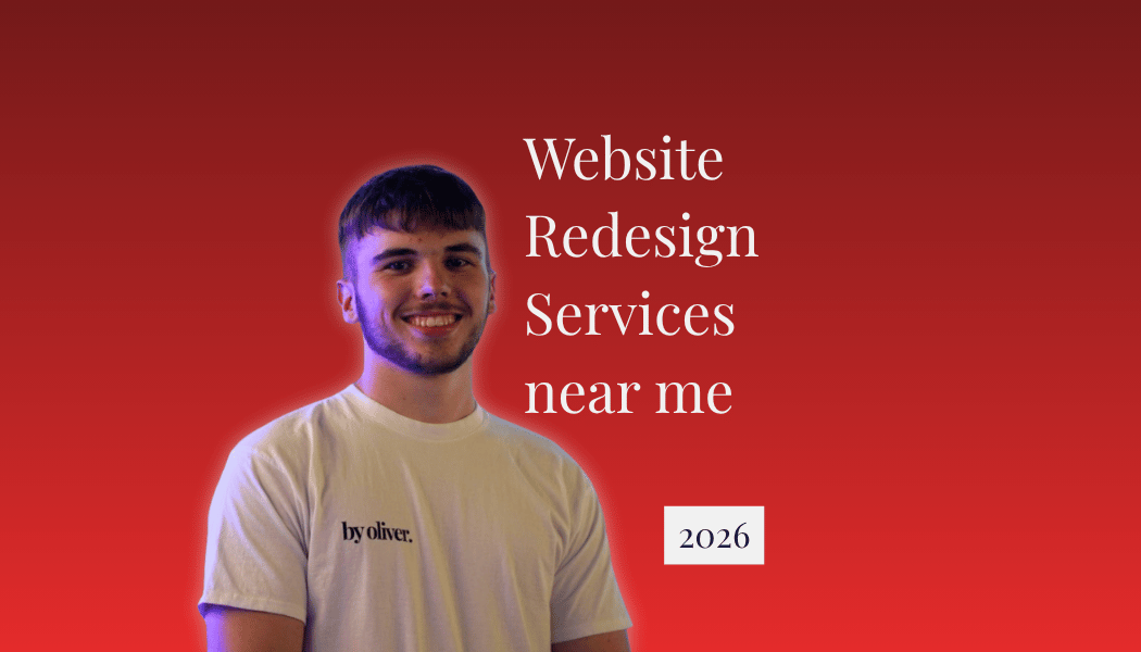 website redesign services near me text next to a picture of Oliver