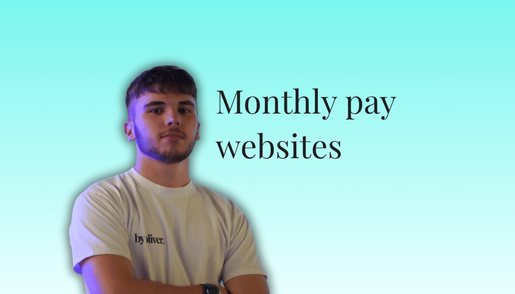 monthly pay websites text next to a picture of oliver