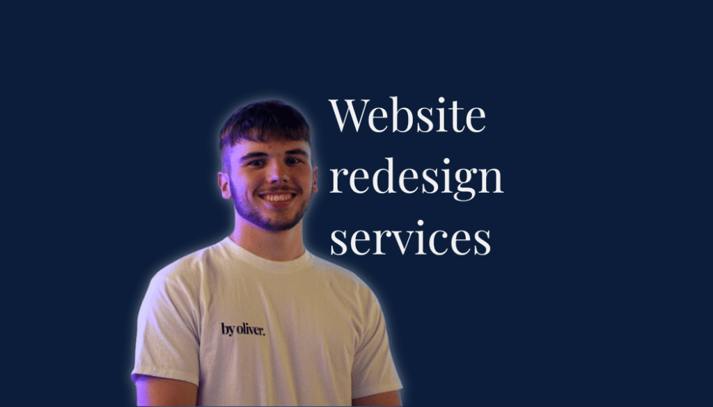 website redesign services text next to a picture of oliver