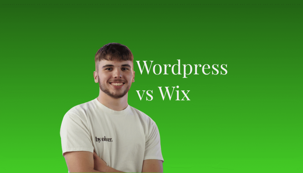 wordpress vs wix text next to a picture of oliver