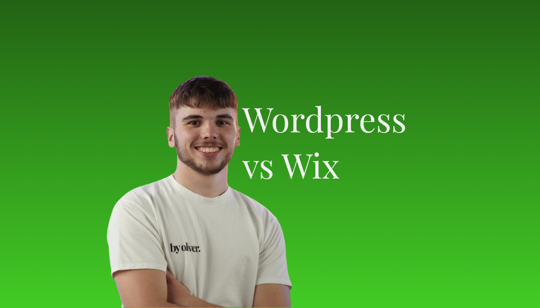 wordpress vs wix text next to a picture of oliver